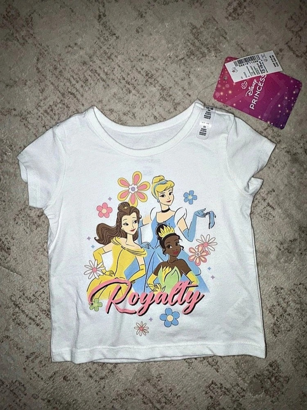 Disney Princess Belle Tiana Cinderella Royalty Tee Girls 12-18M NWT